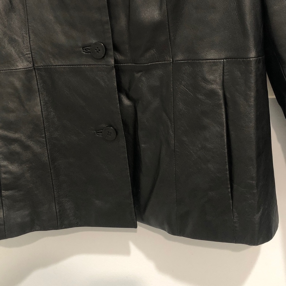 Wilson Leather Pelle Studio Black Leather Lined Jacket Blazer Women’s Size XL - Picture 3 of 12